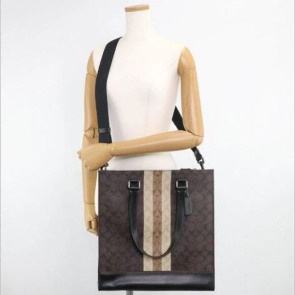 Coach Graham Structured Tote In Blocked Signature Canvas Varsity Stripe - Picture 4 of 16